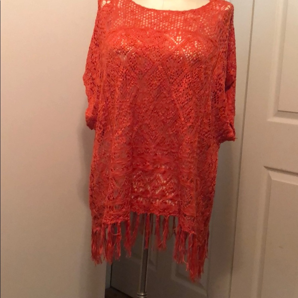 Crocheted poncho like sweater